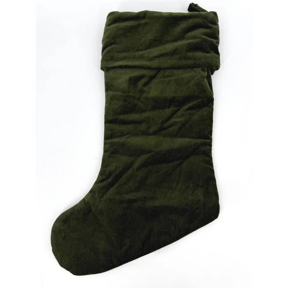 Pottery Barn Green Velvet Paisley Applique‎ Embroidered Christmas Stocking 2008